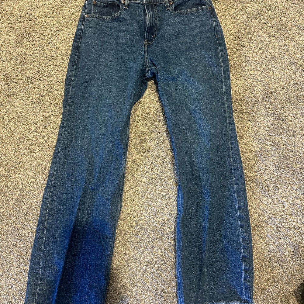 Abercrombie & Fitch Dark Raw Hem High Rise 90’s Relaxed Jeans